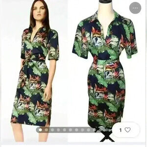 Brooks Brothers Womens 2 Jungle Print 100% Cotton Shirt Midi Dress. See descript
